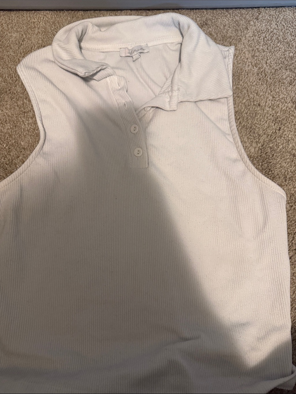 Blush Cream Ribbed Polo CroppedTank Top